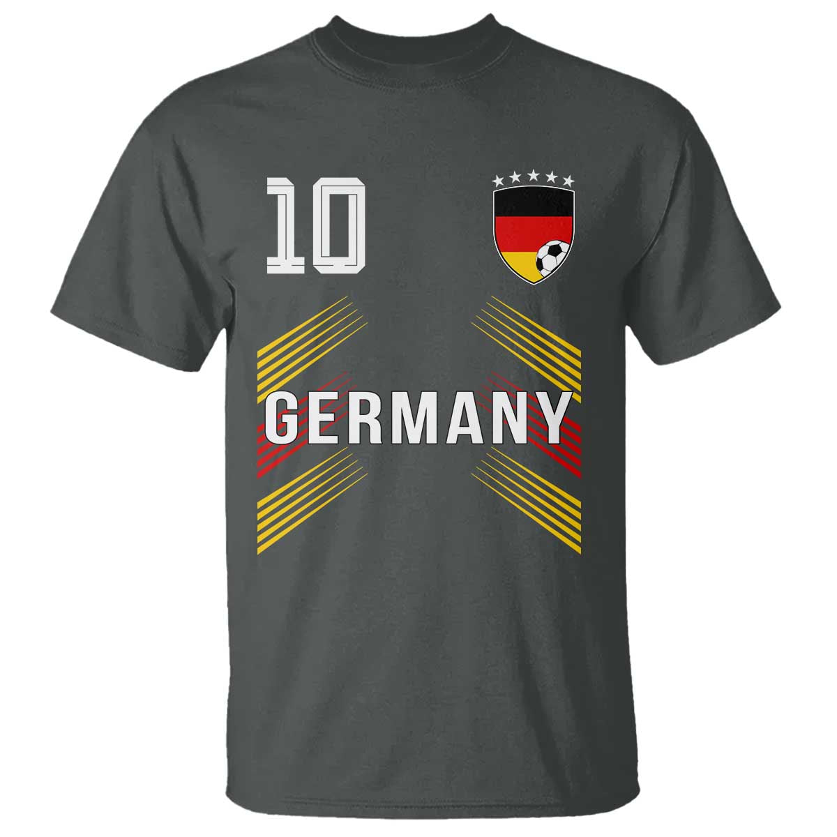 Germany Soccer Sports Graphic Number 10 Jersey Style T Shirt Proud German Football Fans Game Day Pride TS02 Dark Heather Print Your Wear