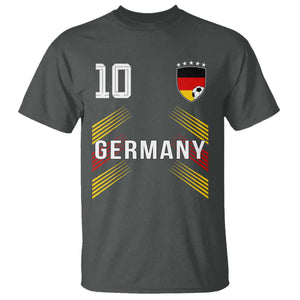 Germany Soccer Sports Graphic Number 10 Jersey Style T Shirt Proud German Football Fans Game Day Pride TS02 Dark Heather Print Your Wear