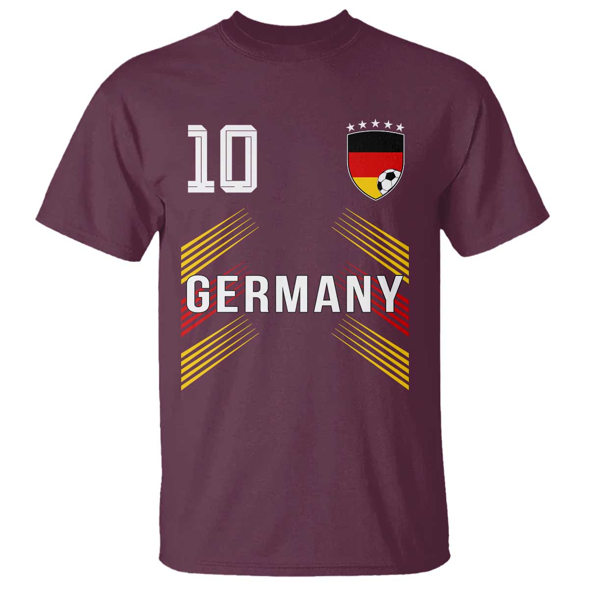 Germany Soccer Sports Graphic Number 10 Jersey Style T Shirt Proud German Football Fans Game Day Pride TS02 Maroon Print Your Wear