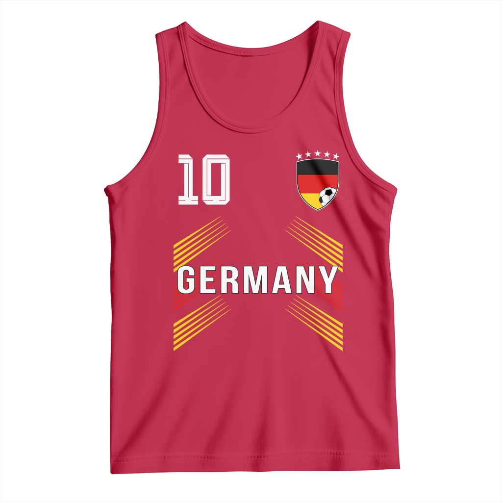 Germany Soccer Sports Graphic Number 10 Jersey Style Tank Top Proud German Football Fans Game Day Pride TS02 Red Print Your Wear