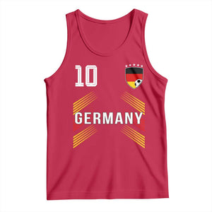 Germany Soccer Sports Graphic Number 10 Jersey Style Tank Top Proud German Football Fans Game Day Pride TS02 Red Print Your Wear