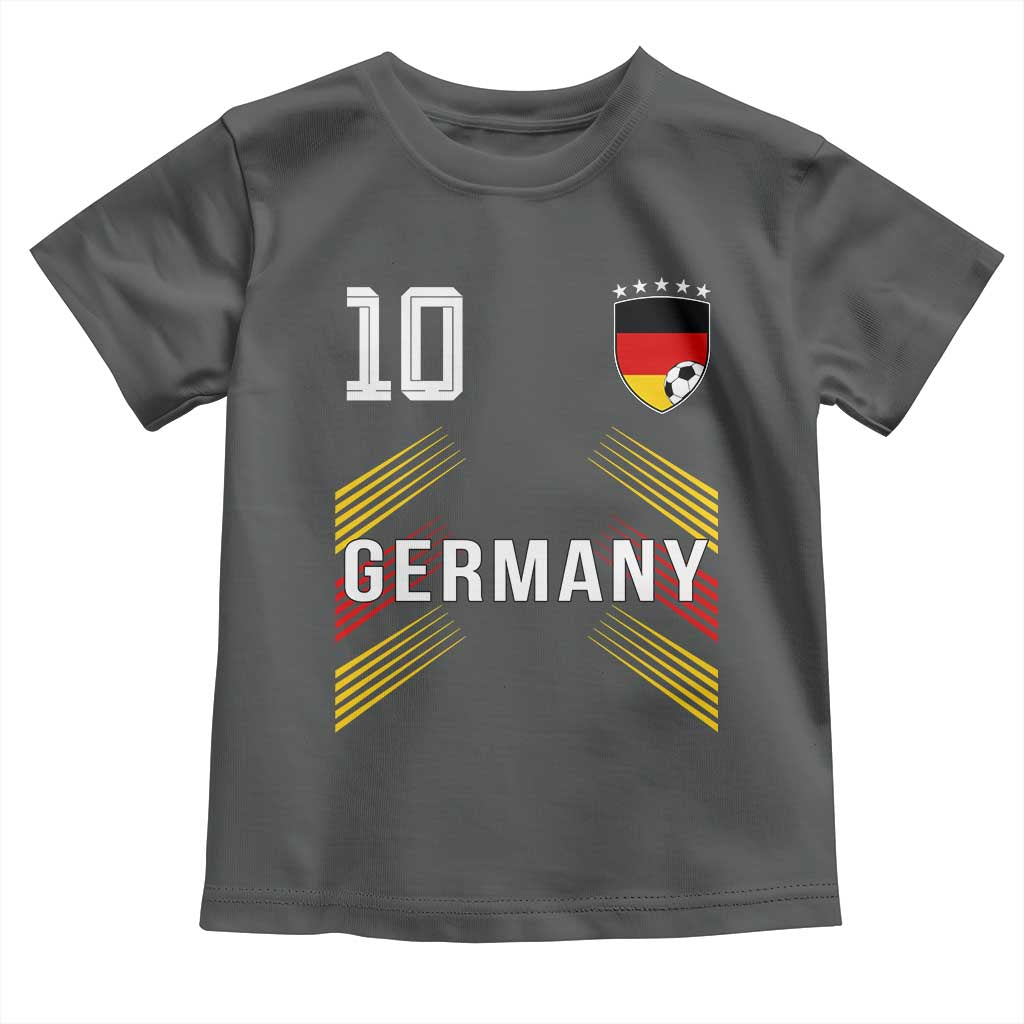 Germany Soccer Sports Graphic Number 10 Jersey Style Toddler T Shirt Proud German Football Fans Game Day Pride TS02 Dark Heather Print Your Wear