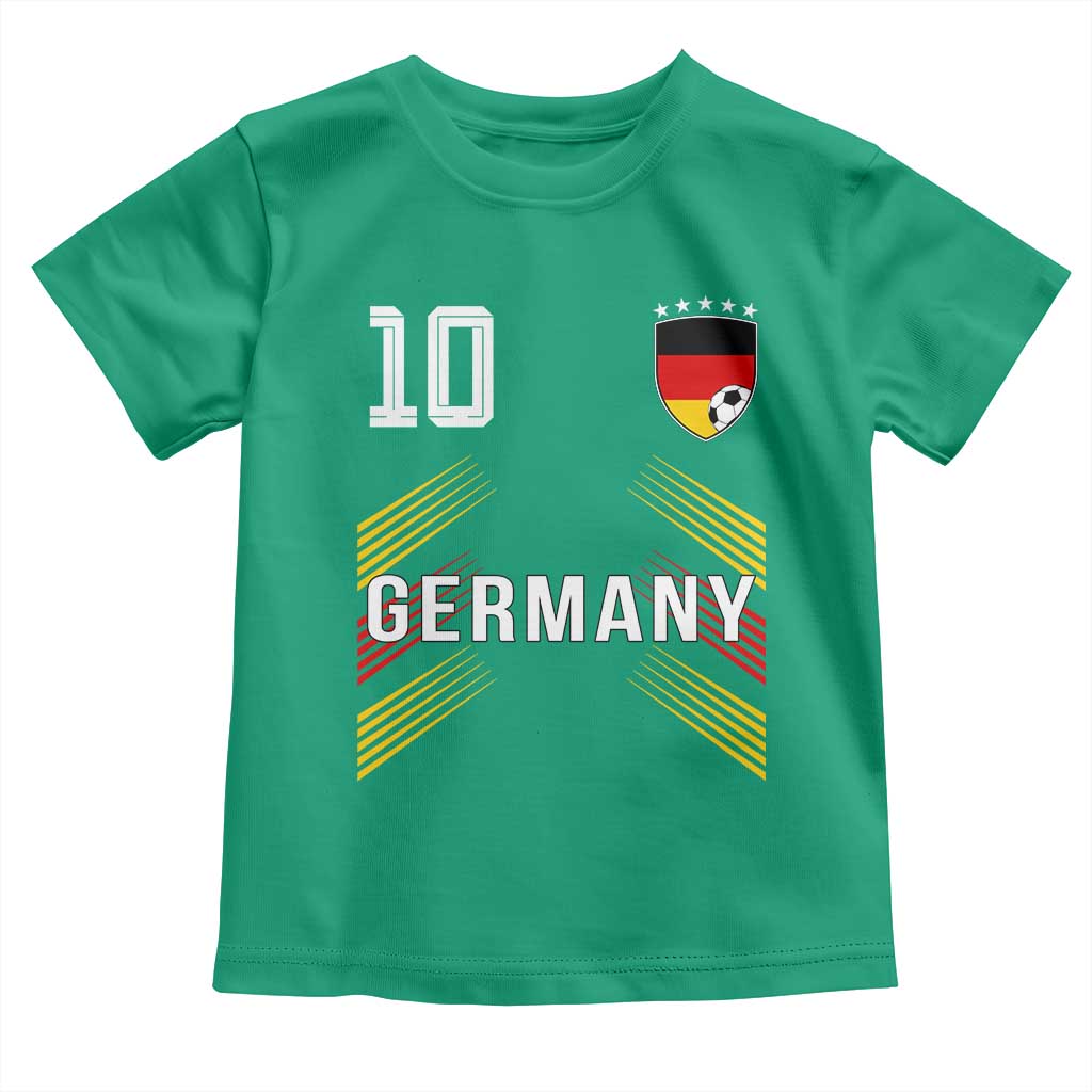 Germany Soccer Sports Graphic Number 10 Jersey Style Toddler T Shirt Proud German Football Fans Game Day Pride TS02 Irish Green Print Your Wear