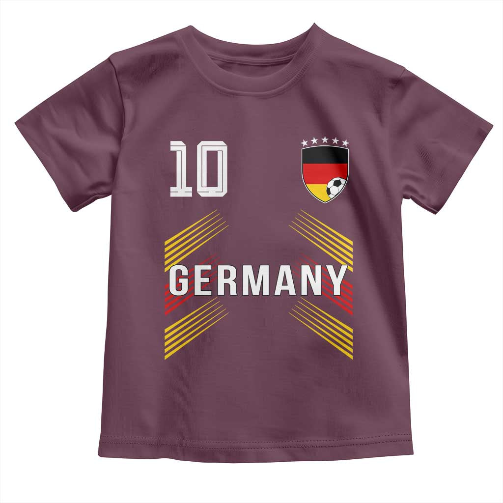 Germany Soccer Sports Graphic Number 10 Jersey Style Toddler T Shirt Proud German Football Fans Game Day Pride TS02 Maroon Print Your Wear