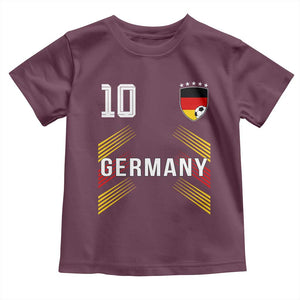 Germany Soccer Sports Graphic Number 10 Jersey Style Toddler T Shirt Proud German Football Fans Game Day Pride TS02 Maroon Print Your Wear