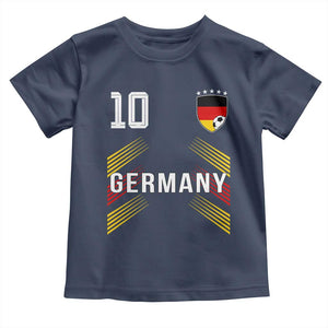 Germany Soccer Sports Graphic Number 10 Jersey Style Toddler T Shirt Proud German Football Fans Game Day Pride TS02 Navy Print Your Wear
