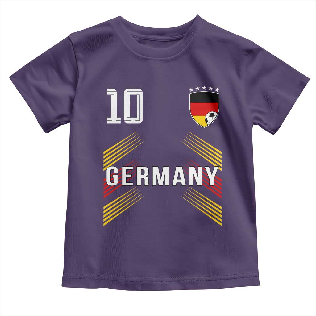 Germany Soccer Sports Graphic Number 10 Jersey Style Toddler T Shirt Proud German Football Fans Game Day Pride TS02 Purple Print Your Wear