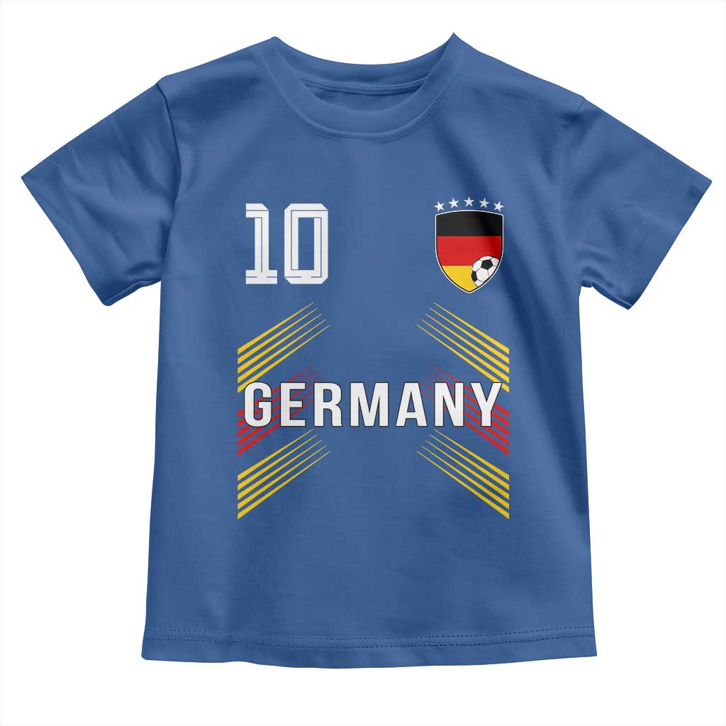 Germany Soccer Sports Graphic Number 10 Jersey Style Toddler T Shirt Proud German Football Fans Game Day Pride TS02 Royal Blue Print Your Wear