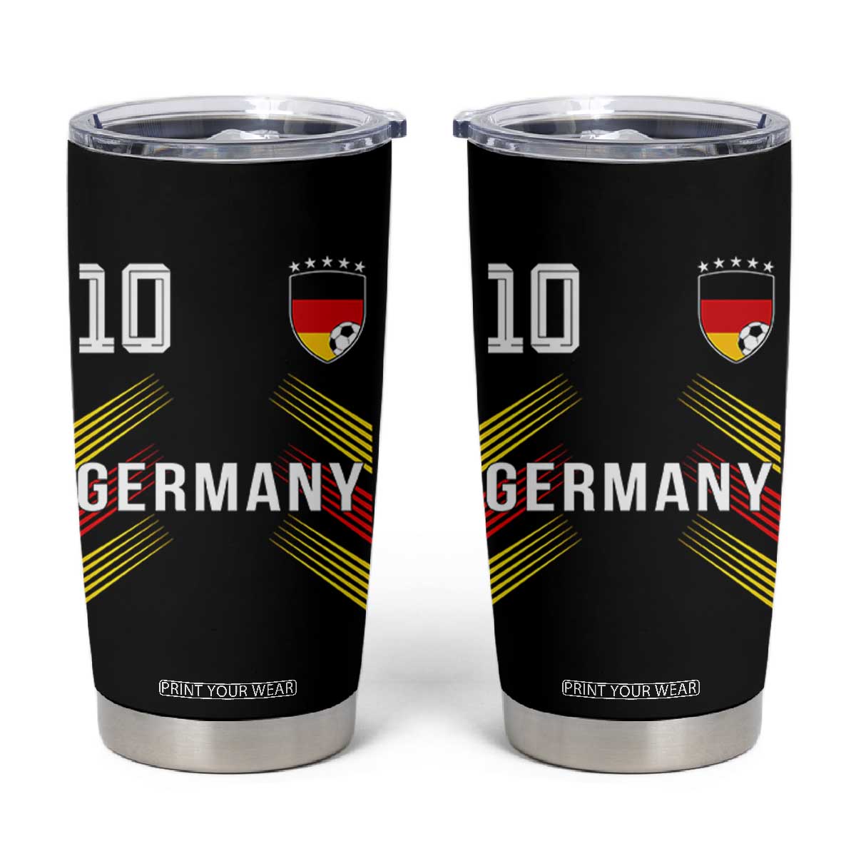 Germany Soccer Sports Graphic Number 10 Jersey Style Tumbler Cup Proud German Football Fans Game Day Pride TS02 Black Print Your Wear