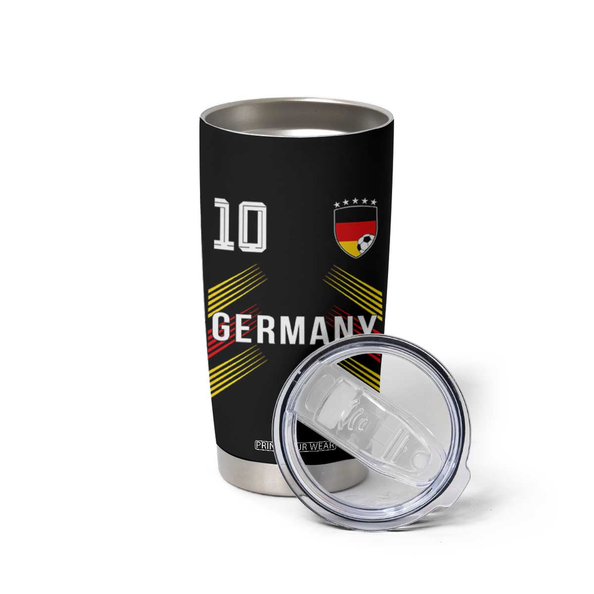 Germany Soccer Sports Graphic Number 10 Jersey Style Tumbler Cup Proud German Football Fans Game Day Pride TS02 Print Your Wear