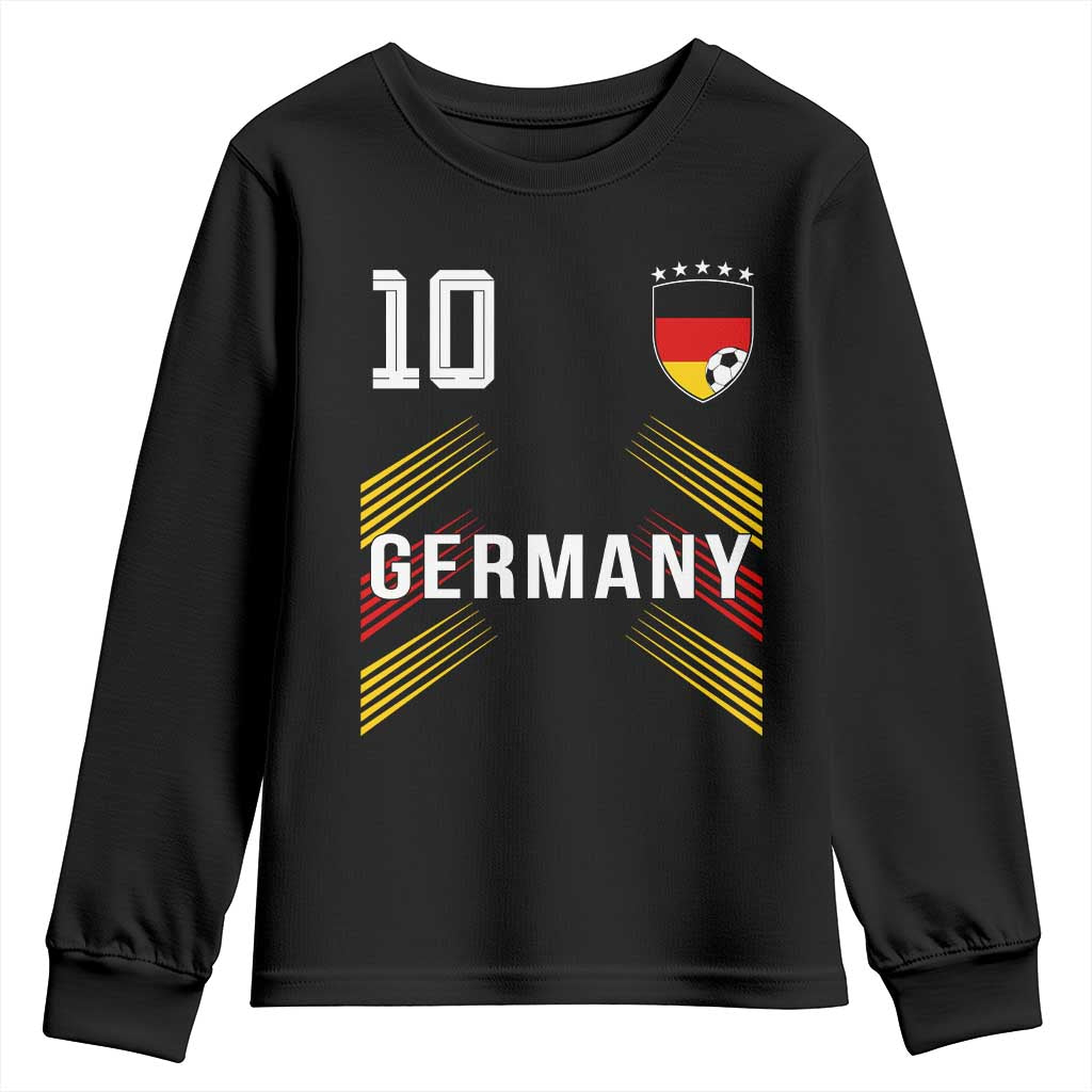 Germany Soccer Sports Graphic Number 10 Jersey Style Youth Sweatshirt Proud German Football Fans Game Day Pride TS02 Black Print Your Wear