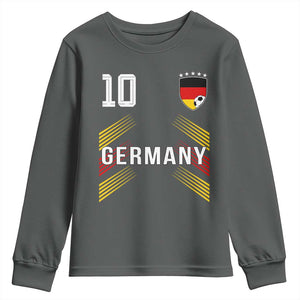 Germany Soccer Sports Graphic Number 10 Jersey Style Youth Sweatshirt Proud German Football Fans Game Day Pride TS02 Dark Heather Print Your Wear