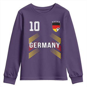Germany Soccer Sports Graphic Number 10 Jersey Style Youth Sweatshirt Proud German Football Fans Game Day Pride TS02 Purple Print Your Wear