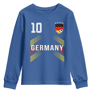 Germany Soccer Sports Graphic Number 10 Jersey Style Youth Sweatshirt Proud German Football Fans Game Day Pride TS02 Royal Blue Print Your Wear