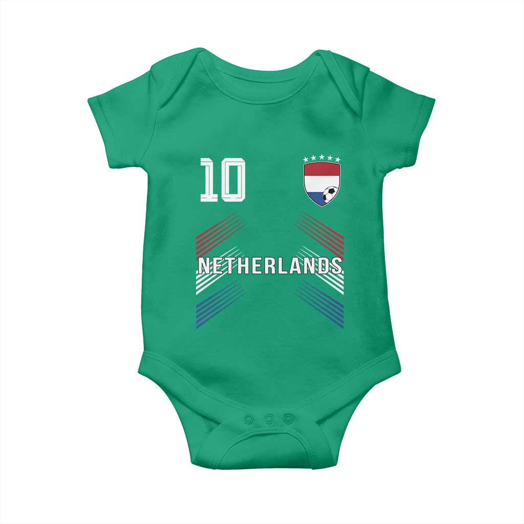 Netherlands Soccer Sports Graphic Number 10 Jersey Style Baby Onesie Proud Nederlands Holland Football Fans Game Day Pride TS02 Irish Green Print Your Wear