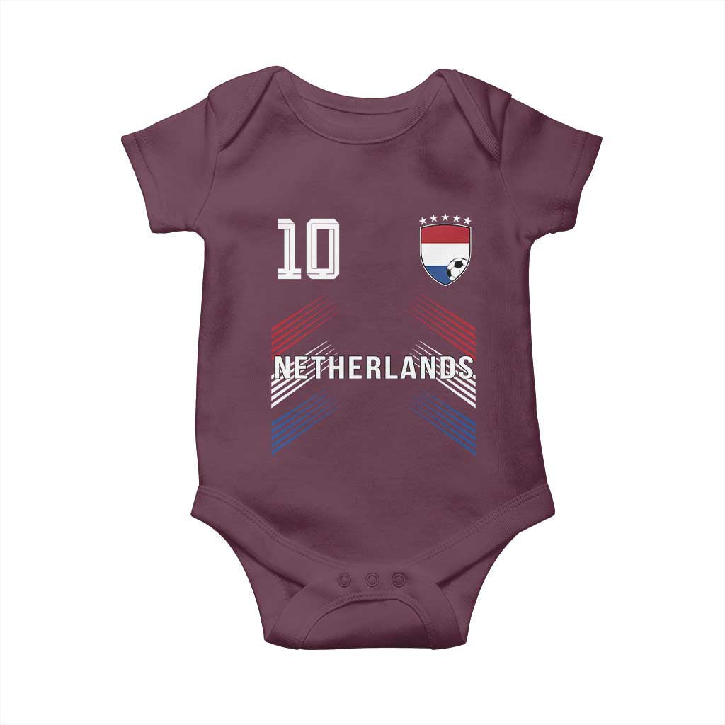 Netherlands Soccer Sports Graphic Number 10 Jersey Style Baby Onesie Proud Nederlands Holland Football Fans Game Day Pride TS02 Maroon Print Your Wear