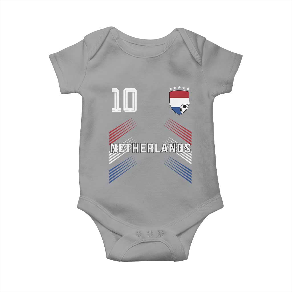 Netherlands Soccer Sports Graphic Number 10 Jersey Style Baby Onesie Proud Nederlands Holland Football Fans Game Day Pride TS02 Sport Gray Print Your Wear