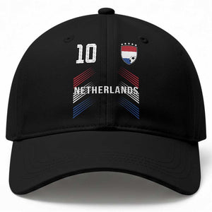 Netherlands Soccer Sports Graphic Number 10 Jersey Style Baseball Cap Proud Nederlands Holland Football Fans Game Day Pride TS02 Print Your Wear