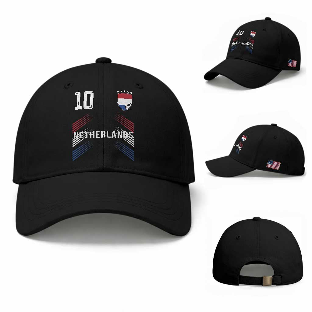 Netherlands Soccer Sports Graphic Number 10 Jersey Style Baseball Cap Proud Nederlands Holland Football Fans Game Day Pride TS02 Baseball Cap Universal Fit Black Print Your Wear