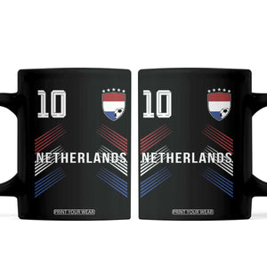 Netherlands Soccer Sports Graphic Number 10 Jersey Style Coffee Mug Proud Nederlands Holland Football Fans Game Day Pride TS02 Black Print Your Wear