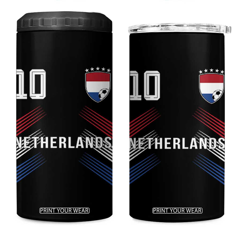 Netherlands Soccer Sports Graphic Number 10 Jersey Style 4 in 1 Can Cooler Tumbler Proud Nederlands Holland Football Fans Game Day Pride TS02 One Size: 16 oz Black Print Your Wear