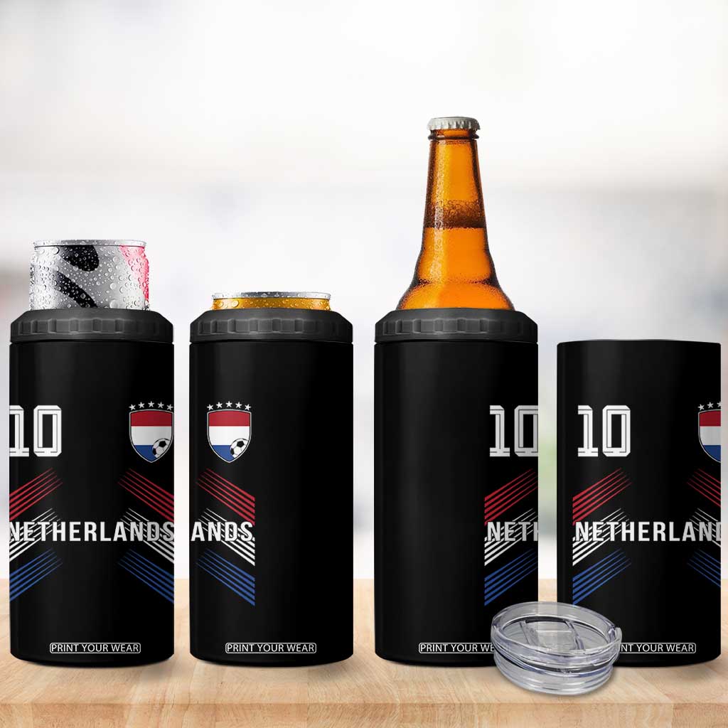 Netherlands Soccer Sports Graphic Number 10 Jersey Style 4 in 1 Can Cooler Tumbler Proud Nederlands Holland Football Fans Game Day Pride TS02 Print Your Wear