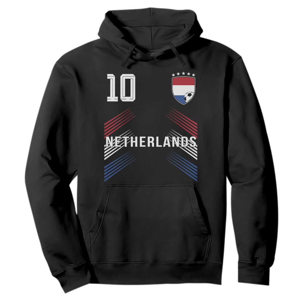 Netherlands Soccer Sports Graphic Number 10 Jersey Style Hoodie Proud Nederlands Holland Football Fans Game Day Pride TS02 Black Print Your Wear