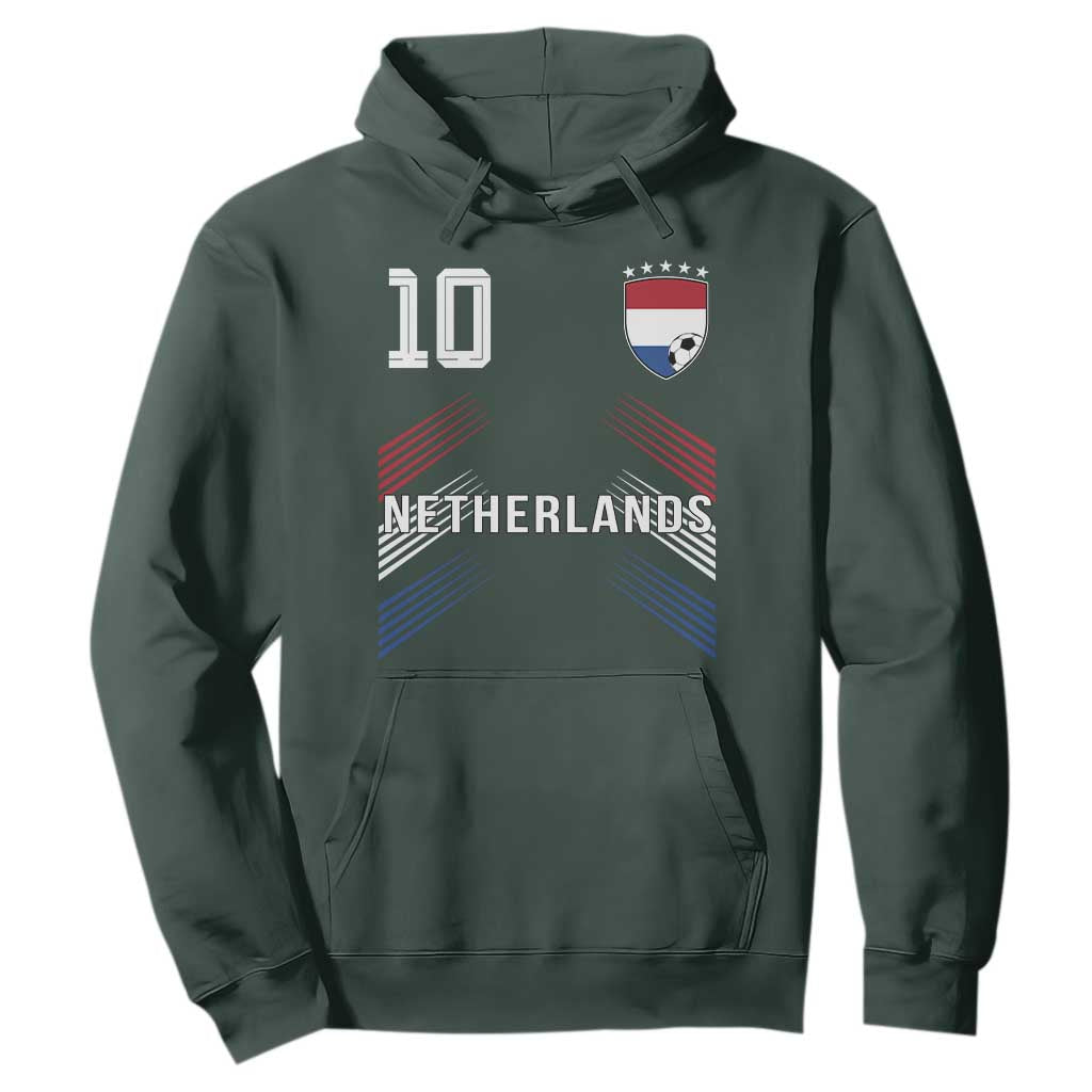 Netherlands Soccer Sports Graphic Number 10 Jersey Style Hoodie Proud Nederlands Holland Football Fans Game Day Pride TS02 Dark Forest Green Print Your Wear