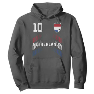 Netherlands Soccer Sports Graphic Number 10 Jersey Style Hoodie Proud Nederlands Holland Football Fans Game Day Pride TS02 Dark Heather Print Your Wear