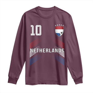 Netherlands Soccer Sports Graphic Number 10 Jersey Style Long Sleeve Shirt Proud Nederlands Holland Football Fans Game Day Pride TS02 Maroon Print Your Wear