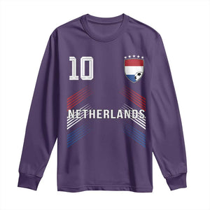 Netherlands Soccer Sports Graphic Number 10 Jersey Style Long Sleeve Shirt Proud Nederlands Holland Football Fans Game Day Pride TS02 Purple Print Your Wear