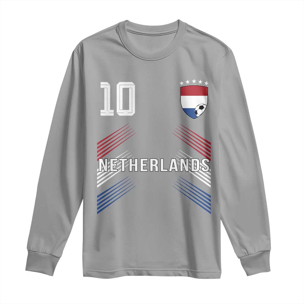 Netherlands Soccer Sports Graphic Number 10 Jersey Style Long Sleeve Shirt Proud Nederlands Holland Football Fans Game Day Pride TS02 Sport Gray Print Your Wear