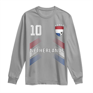 Netherlands Soccer Sports Graphic Number 10 Jersey Style Long Sleeve Shirt Proud Nederlands Holland Football Fans Game Day Pride TS02 Sport Gray Print Your Wear
