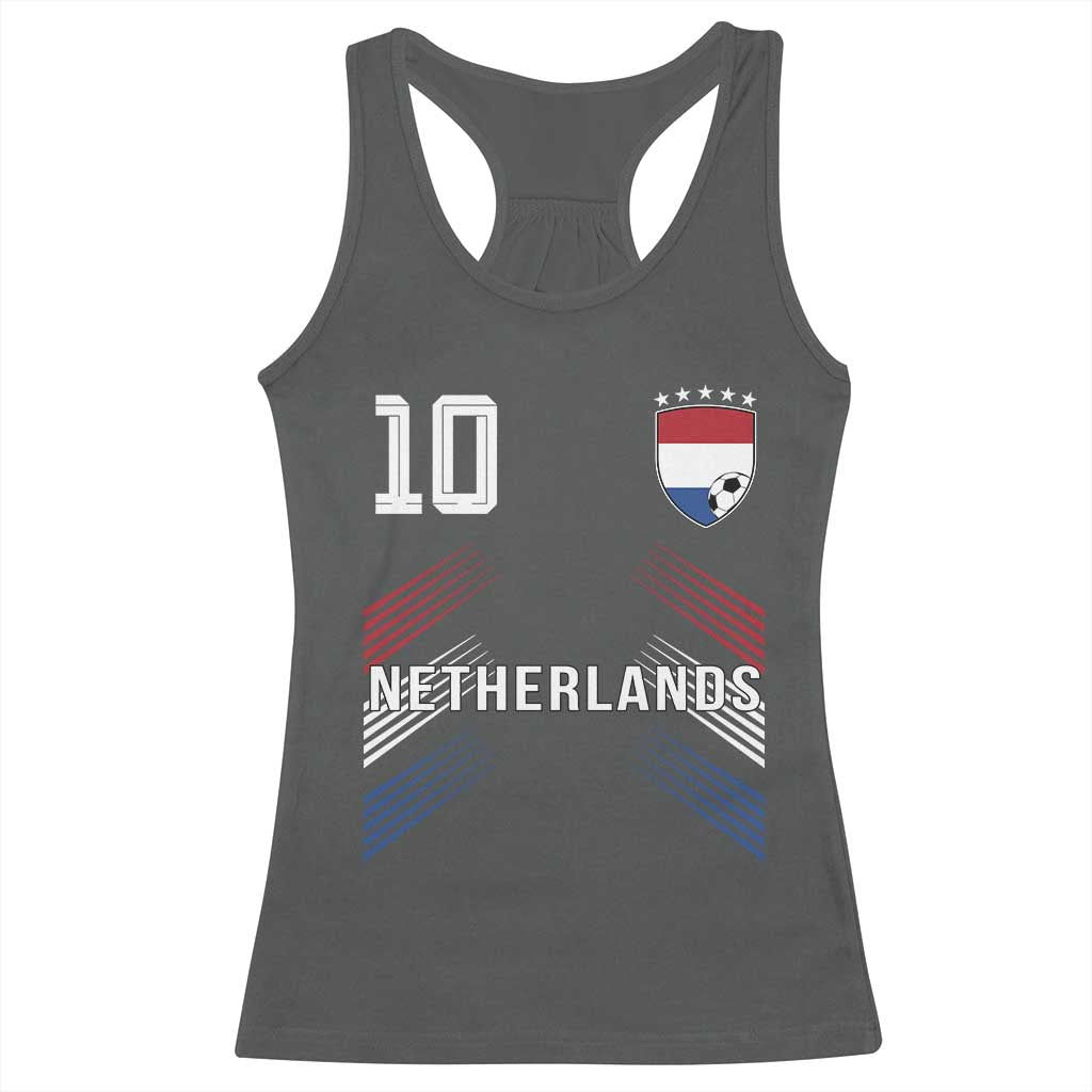 Netherlands Soccer Sports Graphic Number 10 Jersey Style Racerback Tank Top Proud Nederlands Holland Football Fans Game Day Pride TS02 Dark Heather Print Your Wear