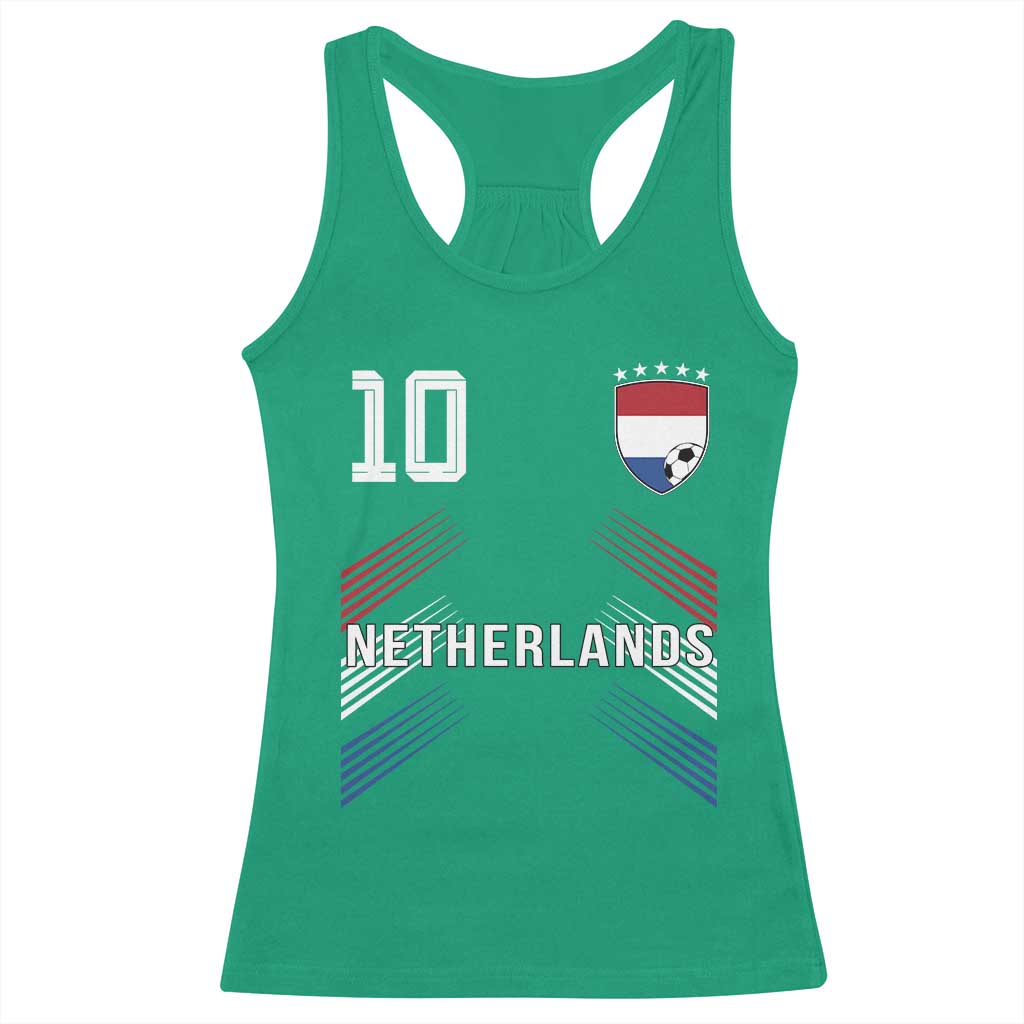 Netherlands Soccer Sports Graphic Number 10 Jersey Style Racerback Tank Top Proud Nederlands Holland Football Fans Game Day Pride TS02 Irish Green Print Your Wear