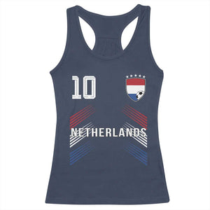 Netherlands Soccer Sports Graphic Number 10 Jersey Style Racerback Tank Top Proud Nederlands Holland Football Fans Game Day Pride TS02 Navy Print Your Wear