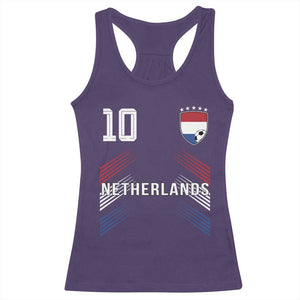 Netherlands Soccer Sports Graphic Number 10 Jersey Style Racerback Tank Top Proud Nederlands Holland Football Fans Game Day Pride TS02 Purple Print Your Wear