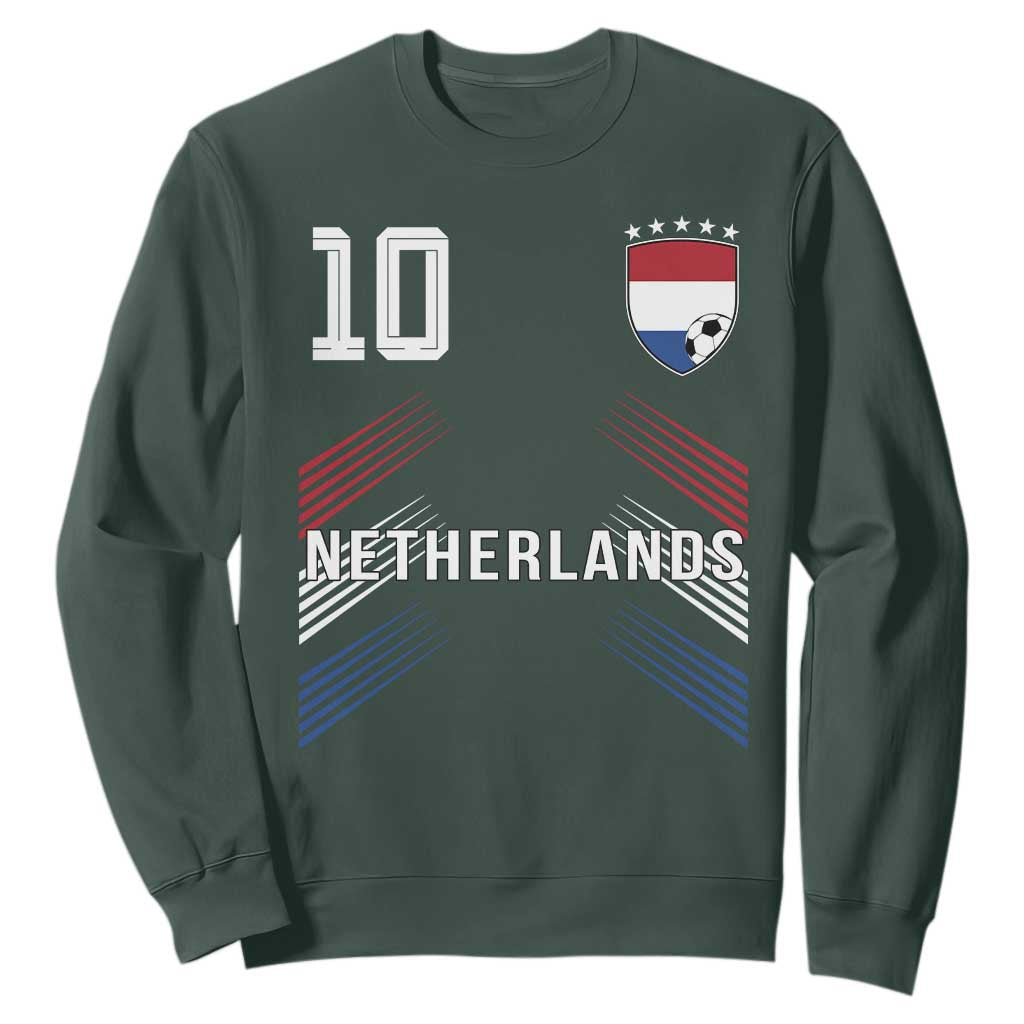 Netherlands Soccer Sports Graphic Number 10 Jersey Style Sweatshirt Proud Nederlands Holland Football Fans Game Day Pride TS02 Dark Forest Green Print Your Wear