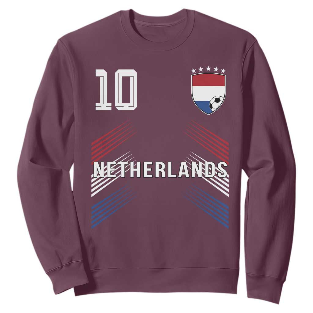 Netherlands Soccer Sports Graphic Number 10 Jersey Style Sweatshirt Proud Nederlands Holland Football Fans Game Day Pride TS02 Maroon Print Your Wear