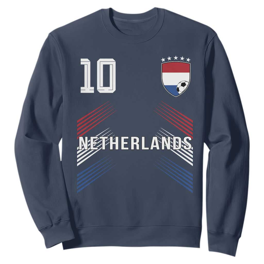 Netherlands Soccer Sports Graphic Number 10 Jersey Style Sweatshirt Proud Nederlands Holland Football Fans Game Day Pride TS02 Navy Print Your Wear