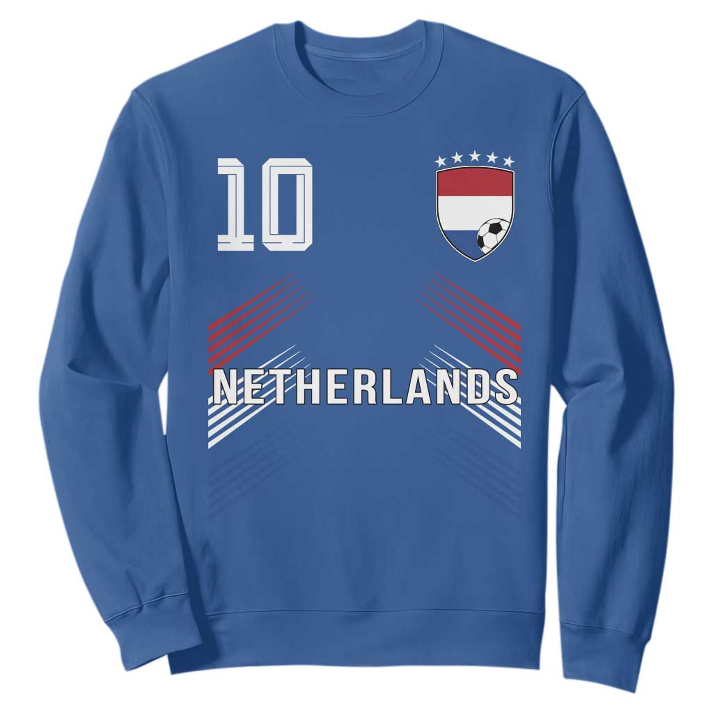 Netherlands Soccer Sports Graphic Number 10 Jersey Style Sweatshirt Proud Nederlands Holland Football Fans Game Day Pride TS02 Royal Blue Print Your Wear