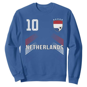 Netherlands Soccer Sports Graphic Number 10 Jersey Style Sweatshirt Proud Nederlands Holland Football Fans Game Day Pride TS02 Royal Blue Print Your Wear