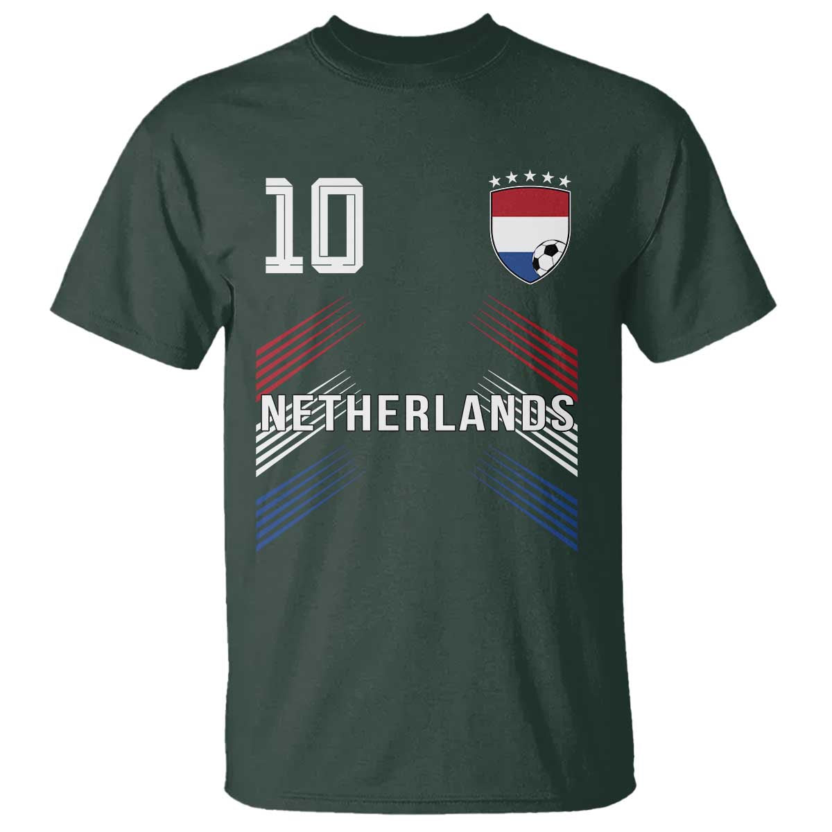 Netherlands Soccer Sports Graphic Number 10 Jersey Style T Shirt Proud Nederlands Holland Football Fans Game Day Pride TS02 Dark Forest Green Print Your Wear