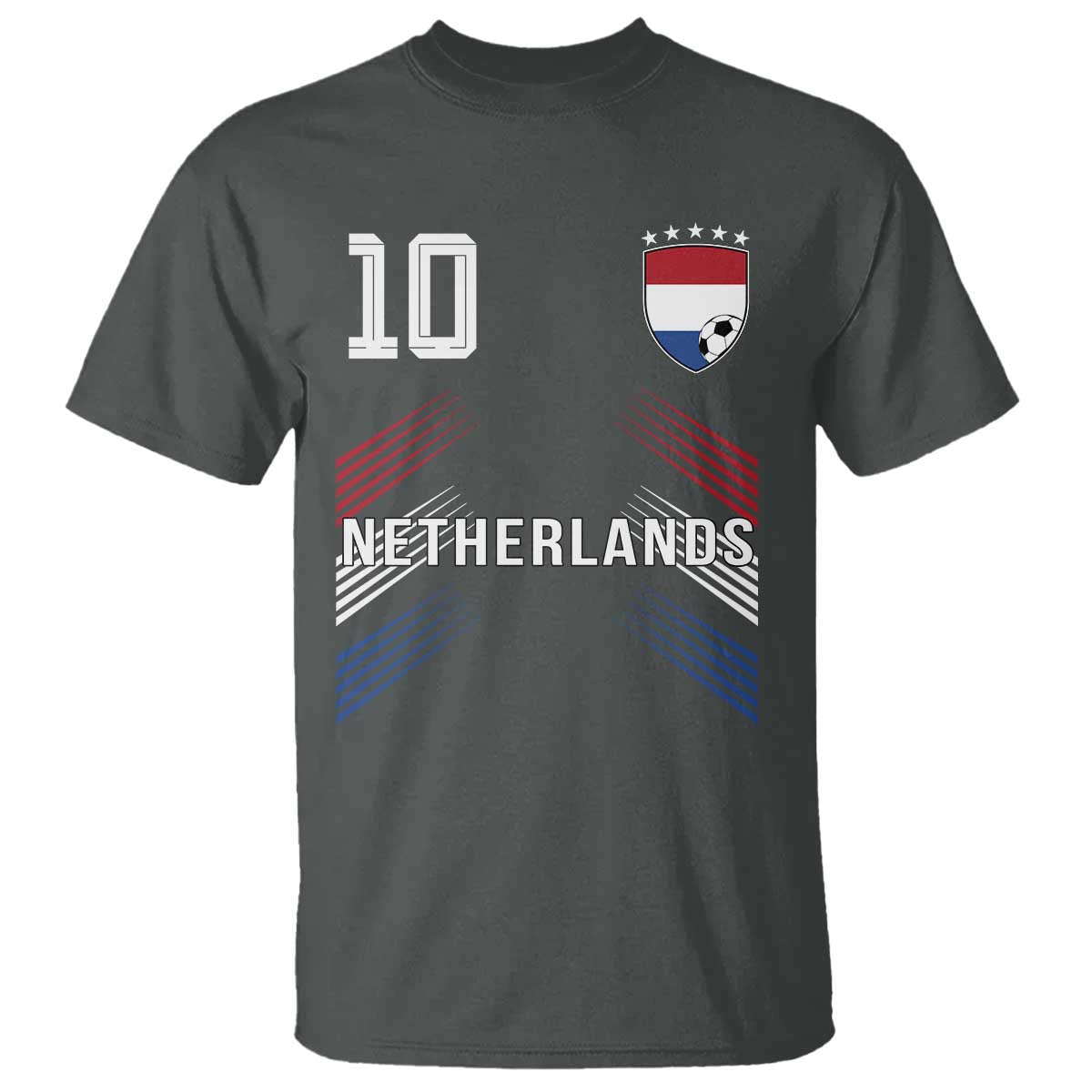 Netherlands Soccer Sports Graphic Number 10 Jersey Style T Shirt Proud Nederlands Holland Football Fans Game Day Pride TS02 Dark Heather Print Your Wear
