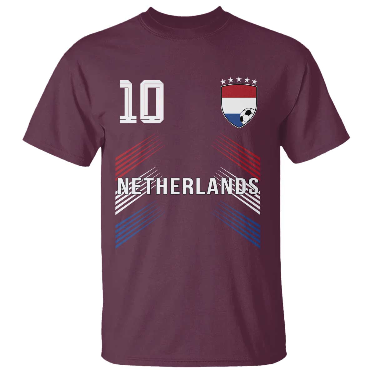 Netherlands Soccer Sports Graphic Number 10 Jersey Style T Shirt Proud Nederlands Holland Football Fans Game Day Pride TS02 Maroon Print Your Wear