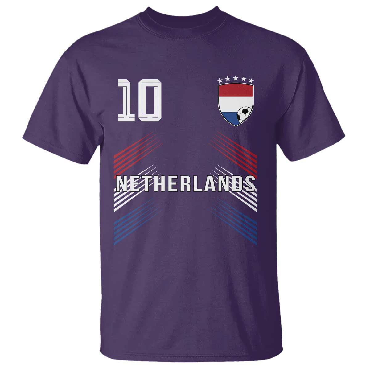 Netherlands Soccer Sports Graphic Number 10 Jersey Style T Shirt Proud Nederlands Holland Football Fans Game Day Pride TS02 Purple Print Your Wear