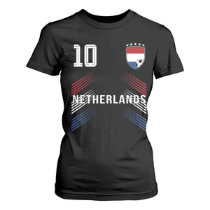 Netherlands Soccer Sports Graphic Number 10 Jersey Style T Shirt For Women Proud Nederlands Holland Football Fans Game Day Pride TS02 Black Print Your Wear
