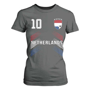 Netherlands Soccer Sports Graphic Number 10 Jersey Style T Shirt For Women Proud Nederlands Holland Football Fans Game Day Pride TS02 Dark Heather Print Your Wear