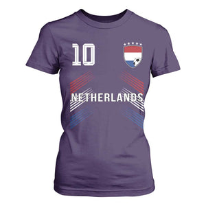 Netherlands Soccer Sports Graphic Number 10 Jersey Style T Shirt For Women Proud Nederlands Holland Football Fans Game Day Pride TS02 Purple Print Your Wear