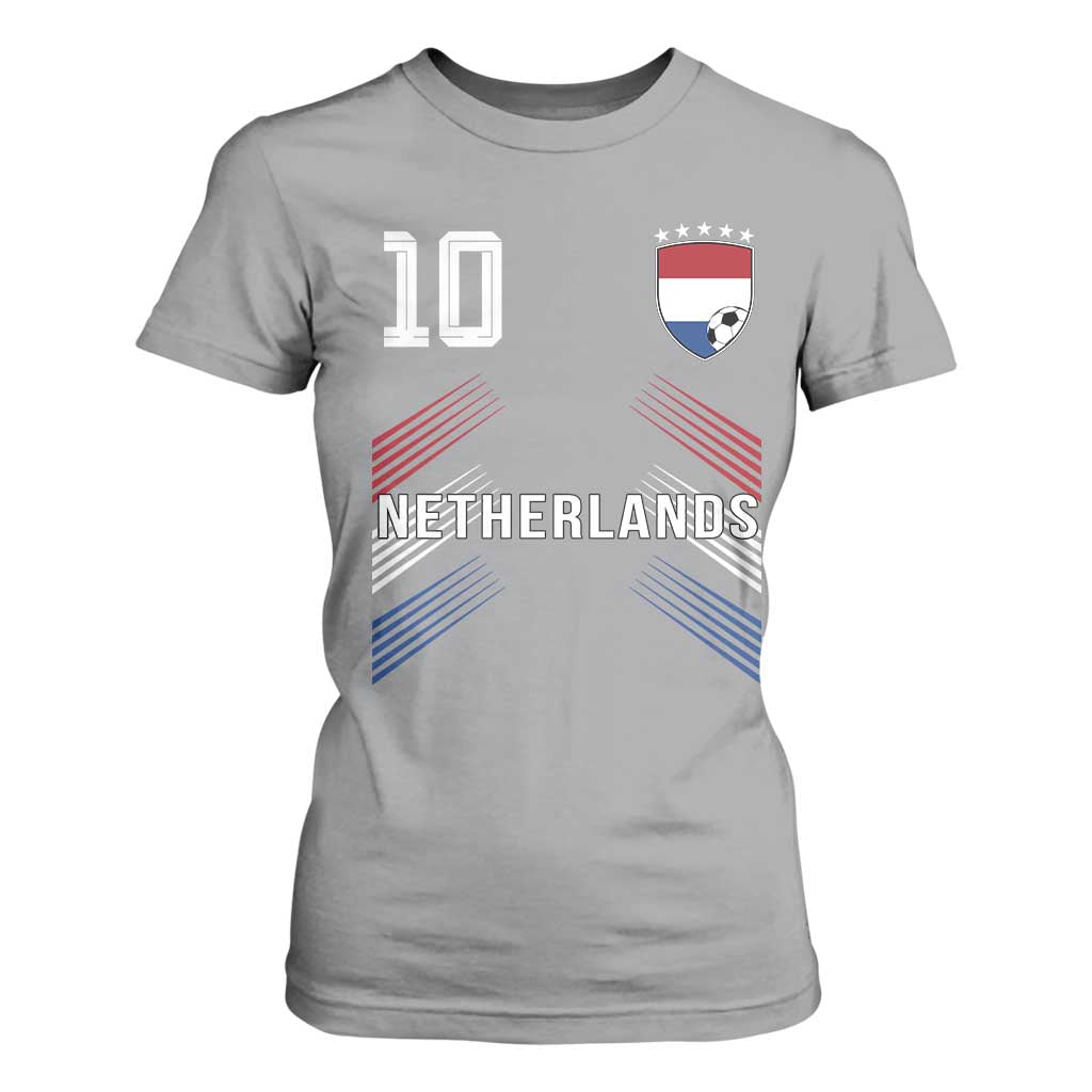 Netherlands Soccer Sports Graphic Number 10 Jersey Style T Shirt For Women Proud Nederlands Holland Football Fans Game Day Pride TS02 Sport Gray Print Your Wear